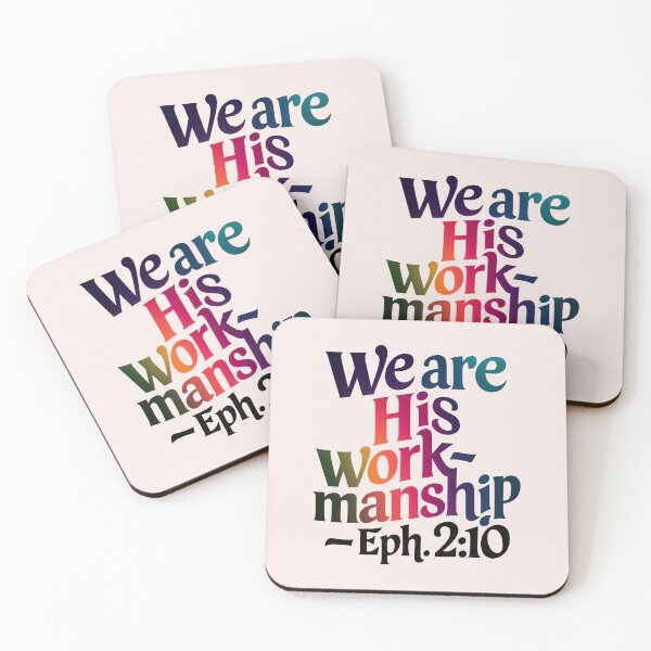 Item preview, We Are His Workmanship – Ephesians 2:10 Christian Calligraphy Gradient Art Bible Verse designed and sold by  KnitLuv.
