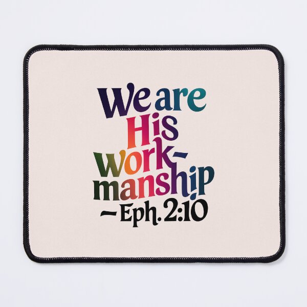 Item preview, We Are His Workmanship – Ephesians 2:10 Christian Calligraphy Gradient Art Bible Verse designed and sold by  KnitLuv.