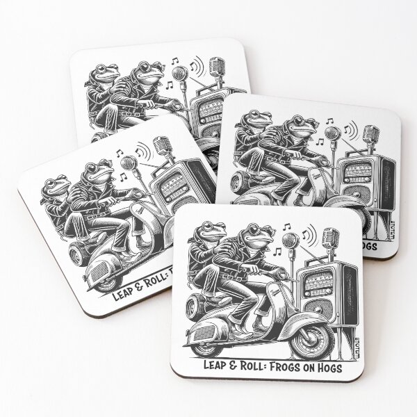 Item preview, frogs in a vespa motorcycle in black and white designed and sold by 8Totem.
