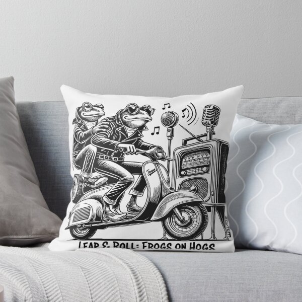 Item preview, frogs in a vespa motorcycle in black and white designed and sold by 8Totem.