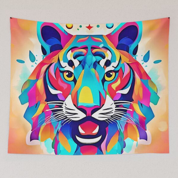 Item preview, Colorful Tiger Face Art designed and sold by Health And Fitness Posts e-Store.