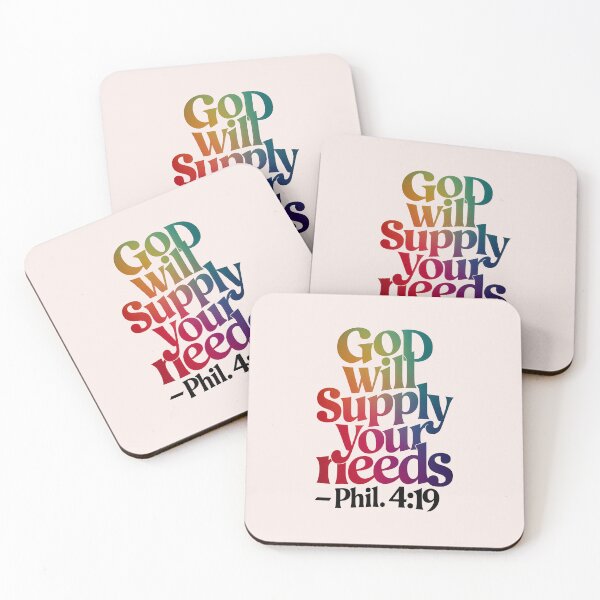 Item preview, God Will Supply Your Needs – Philippians 4:19 Christian Calligraphy Gradient Art Bible Verse designed and sold by  KnitLuv.