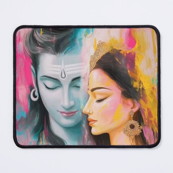 Artikelvorschau, Göttliches Ardhanarishvara – Shiva & Parvati Cosmic Balance Art entworfen und verkauft von PrintopiaHub.