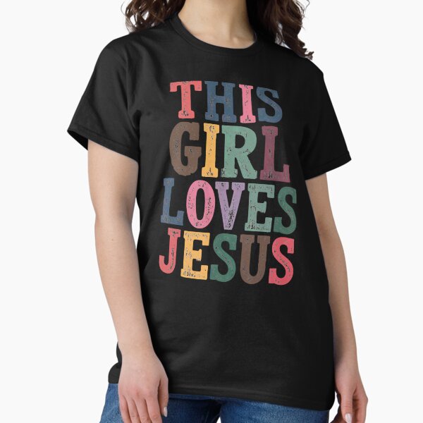 Vista previa del artículo con la obra «Esta chica ama a Jesús», diseñado y vendido por jkrphoto.