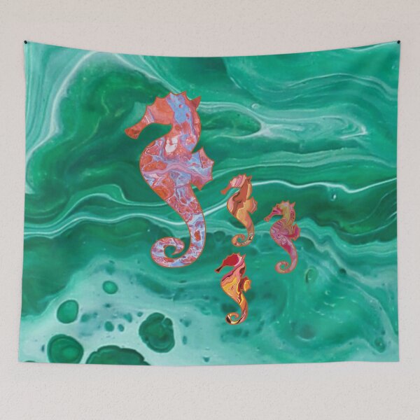 Item preview, Seahorse Family - Flow Art / Pour Painting - jdp-07-0006 designed and sold by ANomadDesigns.