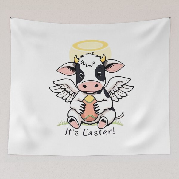 Item preview, Angel Cow Easter – Cute Cow with Egg & Halo designed and sold by ARTReMi.