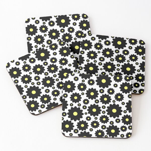Item preview, Retro Boho Style Hippy Black Flower Floral Print Pattern designed and sold by MaedK.