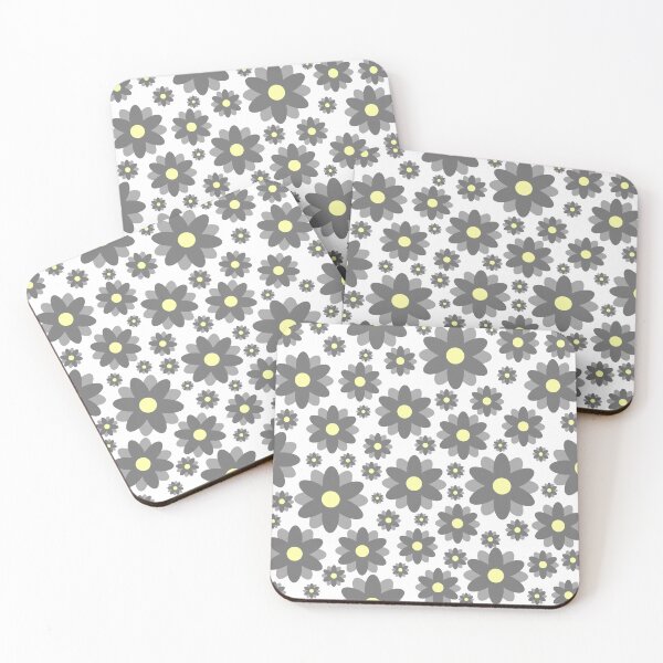 Item preview, Retro Boho Style Hippy Grey Flower Floral Print Pattern designed and sold by MaedK.