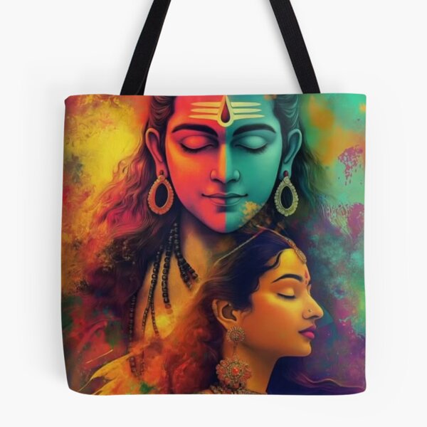 Item preview, Divine Ardhanarishvara – Shiva & Parvati Cosmic Balance Art designed and sold by PrintopiaHub.