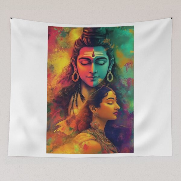 Item preview, Divine Ardhanarishvara – Shiva & Parvati Cosmic Balance Art designed and sold by PrintopiaHub.