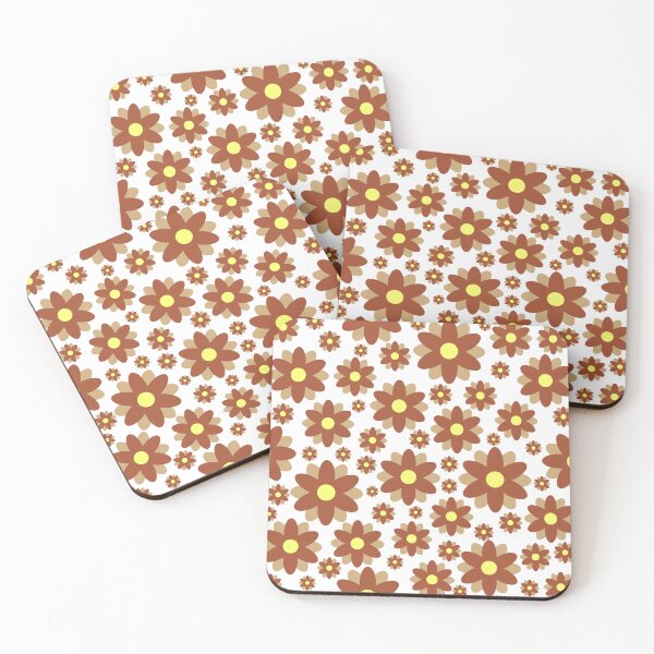 Item preview, Retro Boho Style Hippy Brown Flower Floral Print Pattern designed and sold by MaedK.