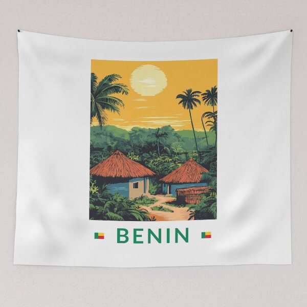 Item preview, Benin Sunset Illustration Travel Art Vintage designed and sold by KrisSidDesigns.