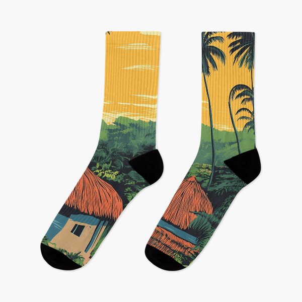 Item preview, Benin Sunset Illustration Travel Art Vintage designed and sold by KrisSidDesigns.