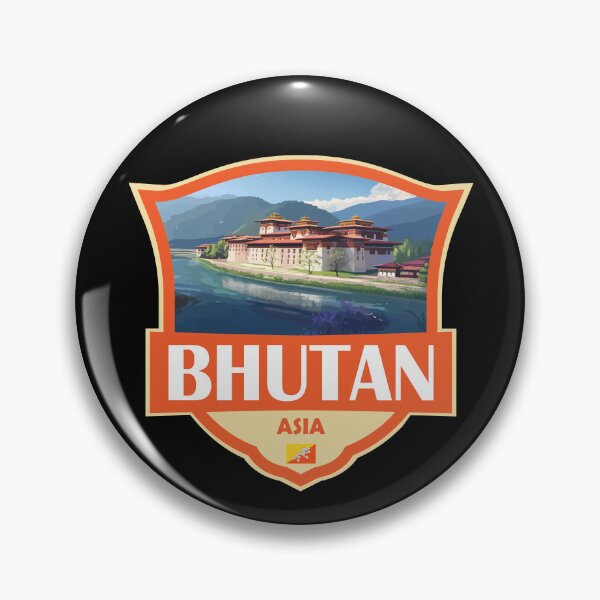 Item preview, Bhutan Illustration Retro Badge designed and sold by KrisSidDesigns.