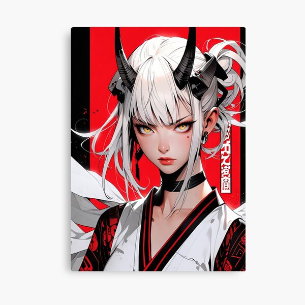 Artikel-Vorschau von Manga Dämon Samurai Mädchen Porträt, designt und verkauft von TheArtistOf2022.