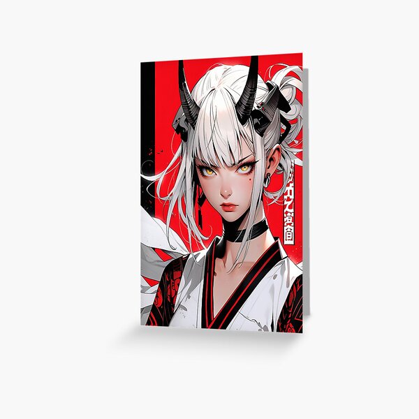Item preview, Manga demon samurai girl portrait designed and sold by TheArtistOf2022.