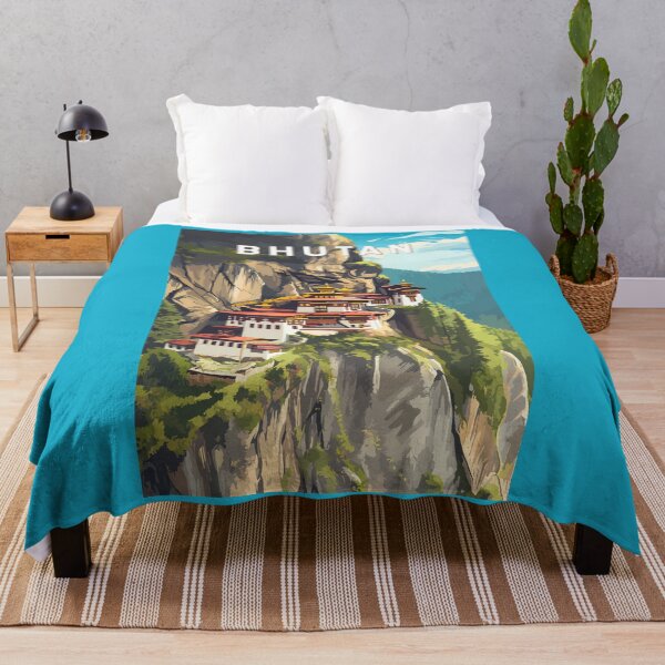 Item preview, Bhutan Illustration Travel Art Vintage designed and sold by KrisSidDesigns.