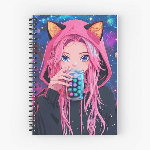 Item preview, Anime Cat girl drinking space drink designed and sold by TheArtistOf2022.
