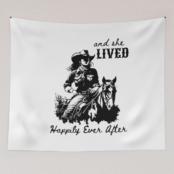 Item preview, And She Lived Happily Ever After - Western Cowgirl on Her Horse designed and sold by metalsmithmomma.