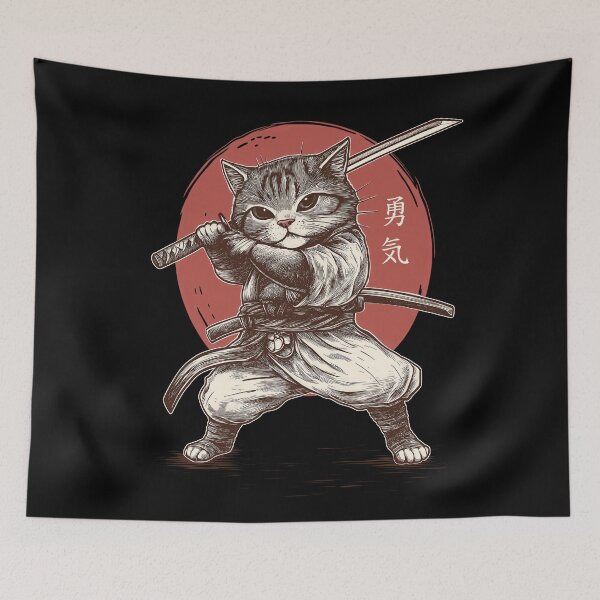 Item preview, Samurai Cat Warrior with Catana Stance designed and sold by NiceThings Store.