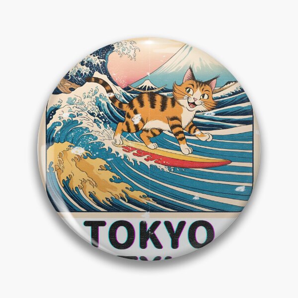 Item preview, Japanese Vintage Surfing Cat designed and sold by R46Tokyo.