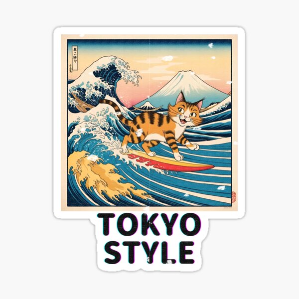Artikel-Vorschau von Japanische Vintage Surfing Katze, designt und verkauft von R46Tokyo.