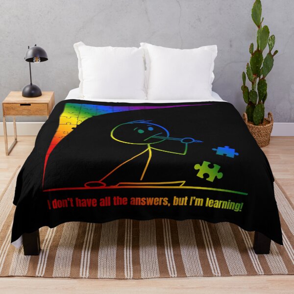 Item preview, The White Lotus TV Show, I don't have all the answers, but I'm learning slogan, Classic pride flag graphic, stick person in thought with jigsaw pieces graphic, the white lotus tv, funny quote, LGBTQ+, designed and sold by PrideBeProud.