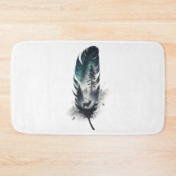 Item preview, deer within a forest scene on a feather designed and sold by NuttyAnimals.