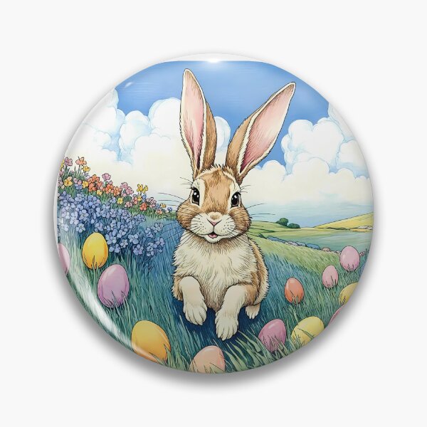 Item preview, Happy Bunny with a Basket of Easter Eggs designed and sold by VibeTCreations.