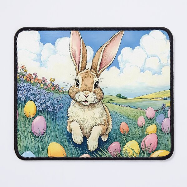 Item preview, Happy Bunny with a Basket of Easter Eggs designed and sold by VibeTCreations.