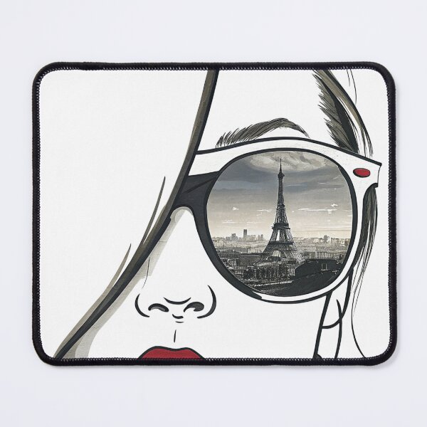 Item preview, Minimalist face of beautiful woman red lips glasses Paris designed and sold by NuttyAnimals.