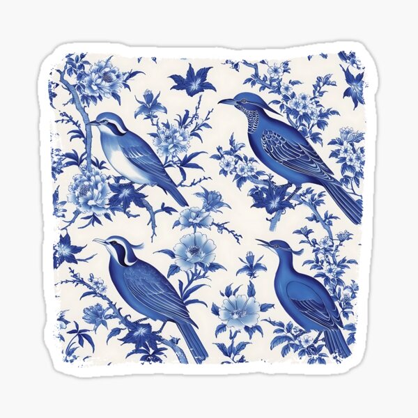 Item preview, Cobalt Chinoiserie Birds designed and sold by TestudoDesign.