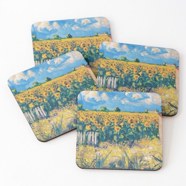 Artikelvorschau, Sonnenblumen und Lattenzaun in der Provence – Postimpressionistische Malerei entworfen und verkauft von CARRAANN.