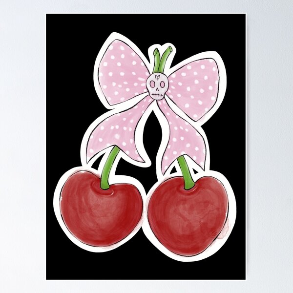 Item preview, Cherries with a pink bow designed and sold by MetalTea.