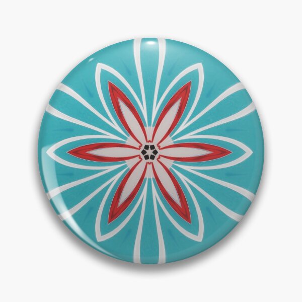 Item preview, Red And White Flower On Turquoise Background  designed and sold by Pretty-Bird.