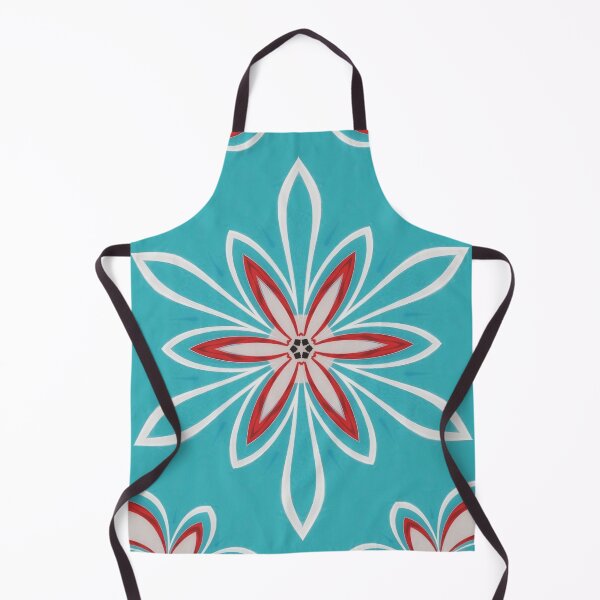 Item preview, Red And White Flower On Turquoise Background  designed and sold by Pretty-Bird.