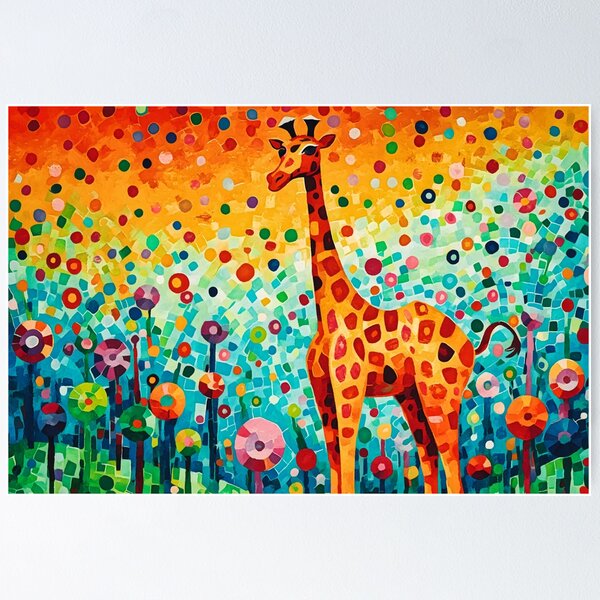 Abstract Giraffe Native art in geometric style, Art Inspirations Poster