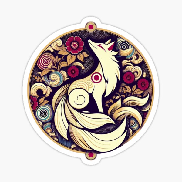 Vista previa del artículo con la obra «Kitsune zorro de nueve colas», diseñado y vendido por PrometheanAppCo.
