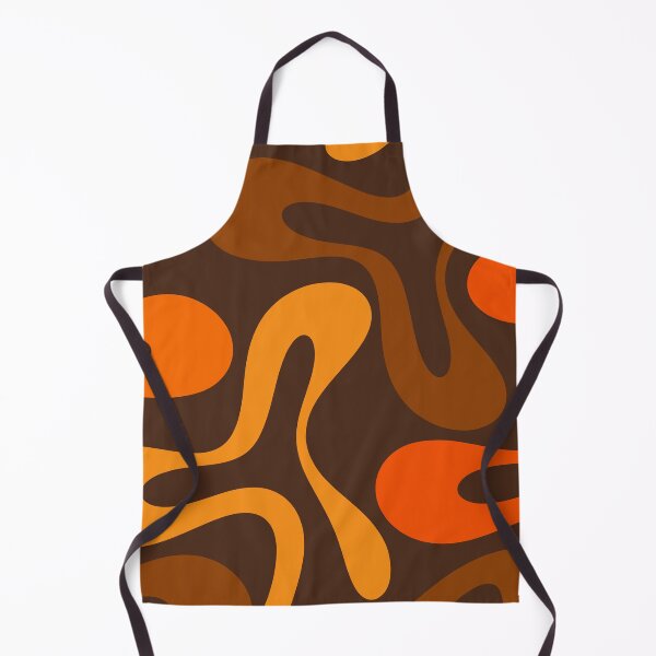 Aperçu de l'œuvre Motif rétro abstrait aux courbes douces en marron et orange des années 70 créée et vendue par kierkegaard.