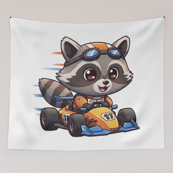 Item preview, Cute Baby Raccoon Race Car Driver designed and sold by likbatonboot.