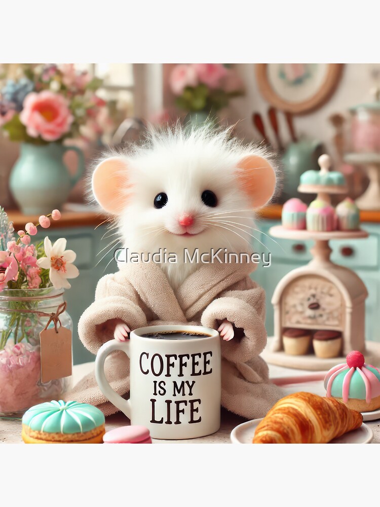 Thumbnail 3 of 3, Sticker, Coffee is My Life designed and sold by phatpuppyart.