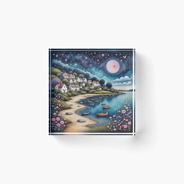 Item preview, Seaside town at night in England designed and sold by Coolparrotgirl.