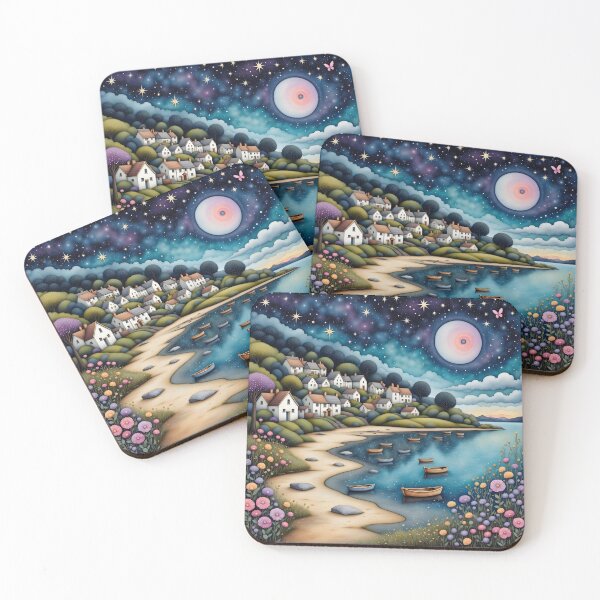 Item preview, Seaside town at night in England designed and sold by Coolparrotgirl.