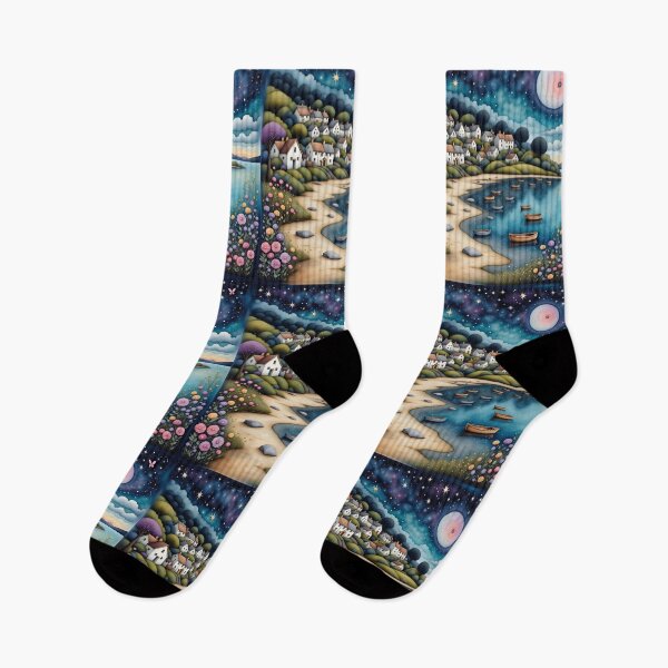Item preview, Seaside town at night in England designed and sold by Coolparrotgirl.