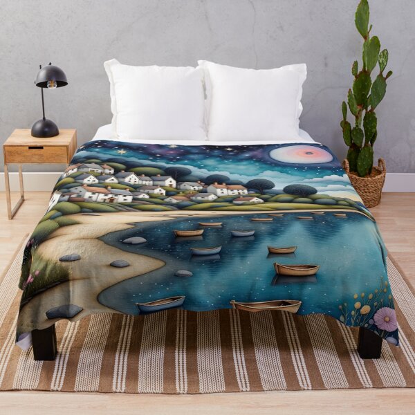 Item preview, Seaside town at night in England designed and sold by Coolparrotgirl.