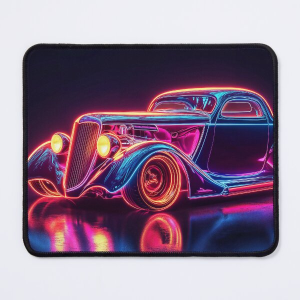 Artikelvorschau, Neon Hot Rod klassisches Rennauto entworfen und verkauft von AdamesArtStudio.