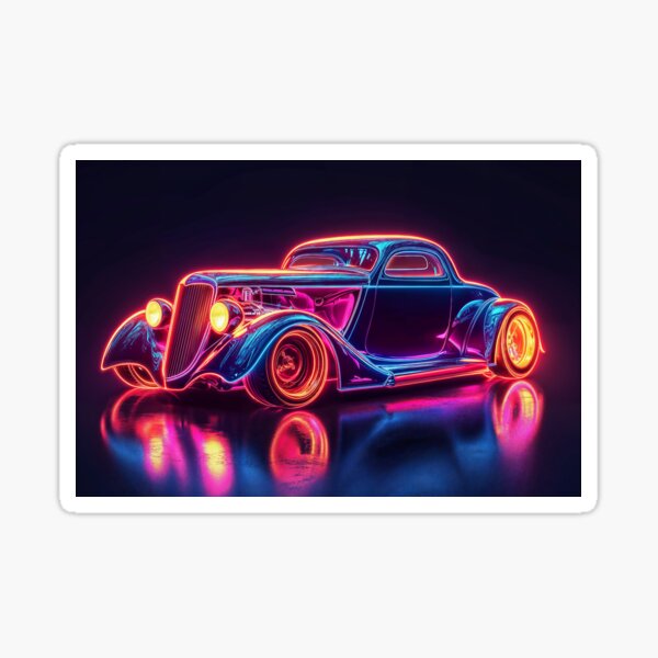 Artikel-Vorschau von Neon Hot Rod klassisches Rennauto, designt und verkauft von AdamesArtStudio.