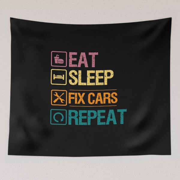 Item preview, Eat Sleep fix cars repeat funny gifts designed and sold by crazygingercat.