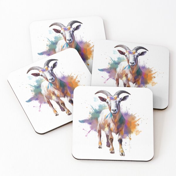 Item preview, Goat | Western | Cow | Caprine | Watercolor | Wild Animal | Animal | Zoo | Wildlife | Lifestyle | Bold Colors  designed and sold by mwinter2205.