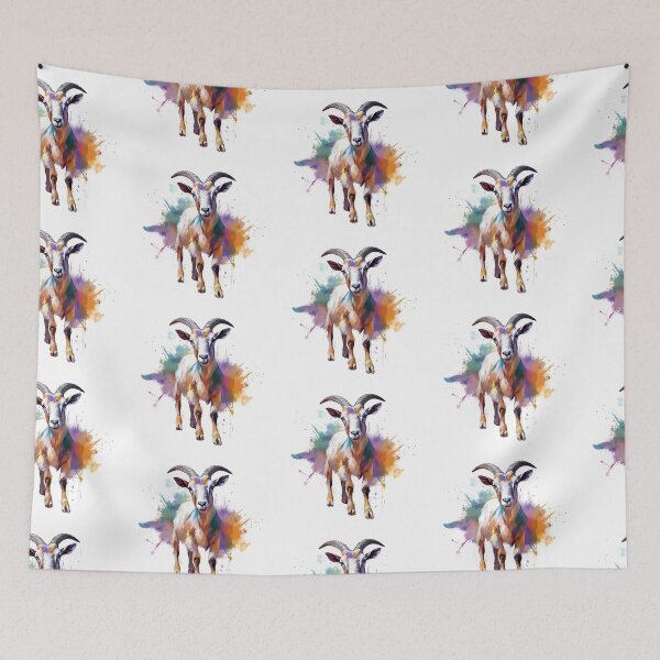 Item preview, Goat | Western | Cow | Caprine | Watercolor | Wild Animal | Animal | Zoo | Wildlife | Lifestyle | Bold Colors  designed and sold by mwinter2205.